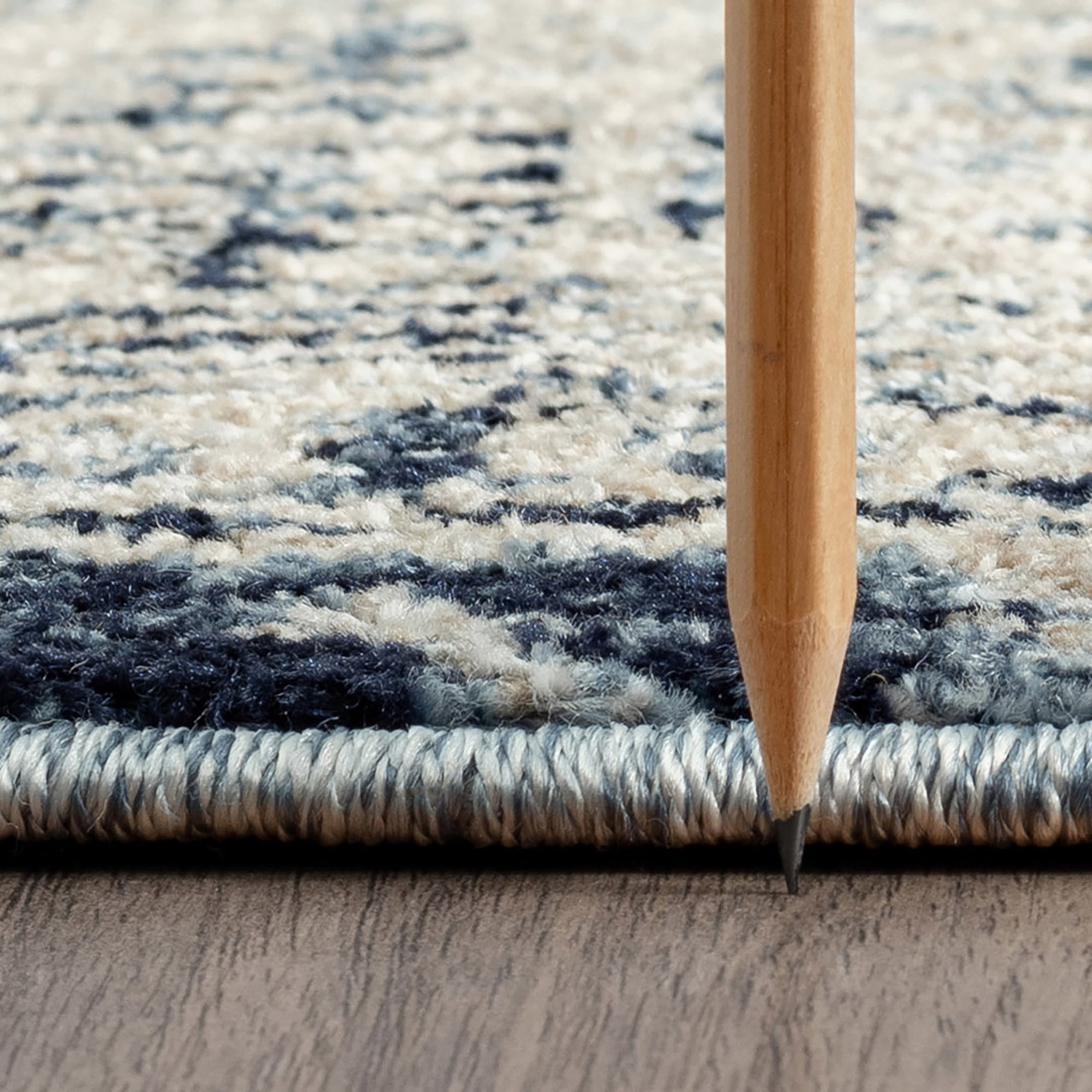 Traditional 8x10 Area Rug (7'11'' x 10'3'') Oriental Blue, Blue Living Room Easy to Clean