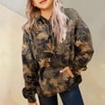 thumbnail image 6 of Ulanda Camo Hoodie Kids Cute Hoodies Maple Leaf Print Oversized Drop Shoulder Hooded Sweatshirt Pullover With Pocket (Bronze, 11-12 Years）, 6 of 7