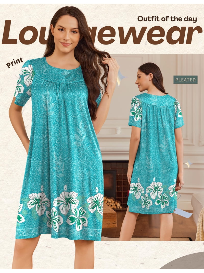 Ekouaer Moo Moos for Women Button House Dresses with Pockets Mumu
