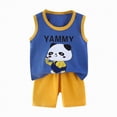 thumbnail image 4 of TOWED22 Toddler Baby Boy Summer Outfits Hawaiian Sleeveless Tank Tops Letter Print Vest Shorts Set Tropical Beach Clothes Set Dark Blue,18-24 M, 4 of 4