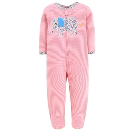 

Baby Toddler Sleep Play Pajamas | Pink Stripes Elephant