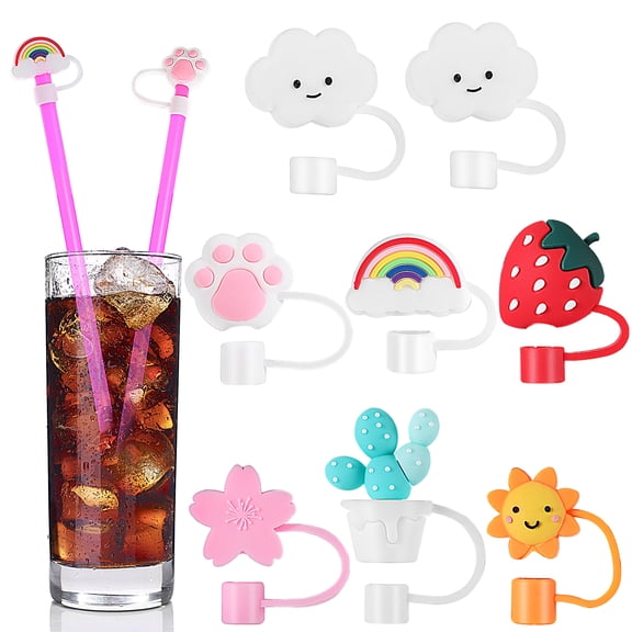 8Pcs Silicone Straw Covers for 6-8mm Straws - Reusable Toppers