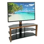 Shunda K Modern Corner Floor 65" TV Stand Wood & Black
