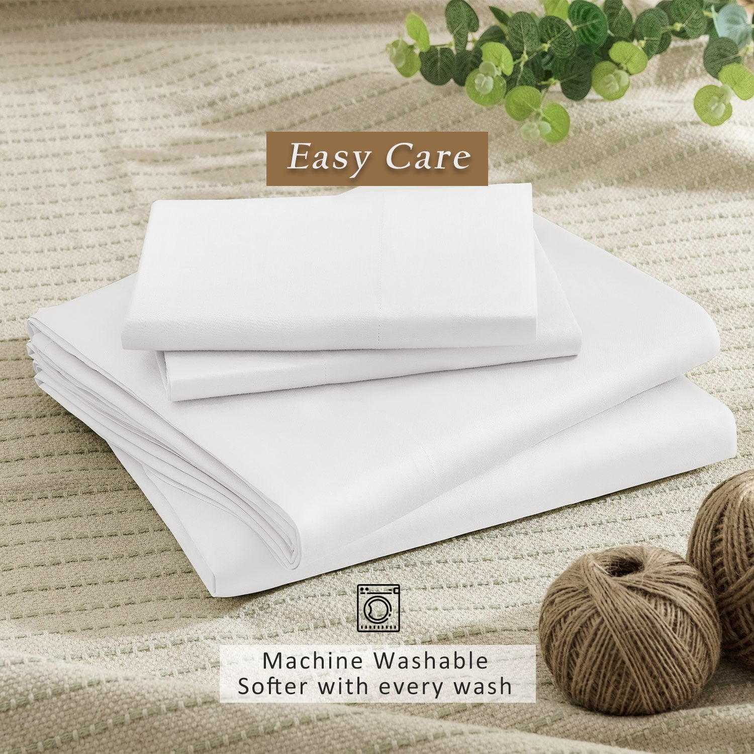 TOSMO Luxury Sheet Set 4 Piece Queen Size - 100% Viscose Derived from Bamboo - 18” Extra Deep Pockets, Oeko-Tex Certified, Silky Soft, Cooling and Breathable