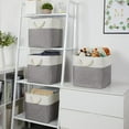thumbnail image 5 of Fabric Baskets Storage 12 Inch Storage Cubes Storage Baskets with Handle, Clothes Baskets for Gift, Large Baskets for Storage Books, Blankets (White&Gray), 5 of 14