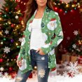 thumbnail image 5 of Women's Fashionable Loose-Fit Casual Cardigan with Christmas Print Mid-Length Coat for Holiday Outfits and Comfortable Wear,Dark Green,S, 5 of 6