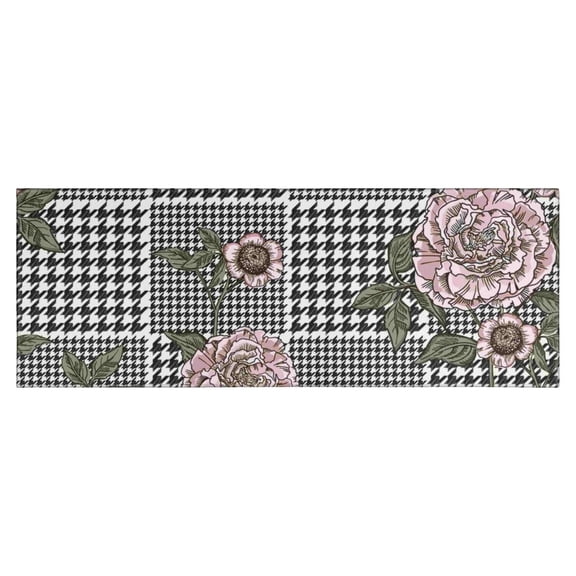 Pioneer Flower Floral Print Pattern Kitchen Rug Mat,Kitchen Runner Rugs Non Skid Washable,Decorative Kitchen Floor Mats for Kitchen,Sink,Laundry,17"X47"