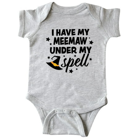 

Inktastic I Have My Meemaw Under My Spell with Cute Witch Hat Gift Baby Boy or Baby Girl Bodysuit