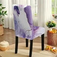 thumbnail image 5 of Xoenoiee Purple Marble Butterfly Flower Print 5 Pcs Tablecloth and Chair Covers Set Stretchable Washable Holiday Table Cover and Seat Protector Slipcovers for Dining Room Kitchen Party, 5 of 6