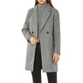 thumbnail image 1 of INSPIRE CHIC Women's Double Breasted Lapel Raglan Long Sleeve Mid Length Overcoat, 1 of 4