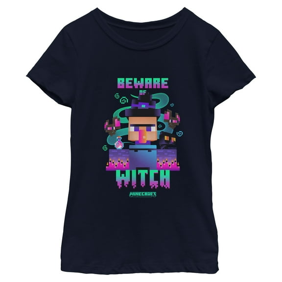 Girls Minecraft Beware Of Witch And Bats Pixel Art T Shirt