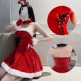 thumbnail image 2 of SGACAI Conjunto de vestido rojo sexy de Navidad ¿Vestido de Navidad con hombros descubiertos?, 2 of 6