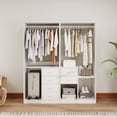 thumbnail image 3 of VivaVista Walk-In Closet Organizer, Wood Open Wardrobe Armoire Closet System with Drawers, Closet Organization and Storage System with Built-In Garment Rack, 3 of 10