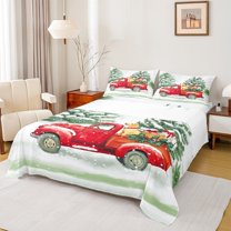 jejeloiu Christmas Tree Gitfs Twin Sheet Sets,Kawaii Pet Dogs Twin Fitted Sheet,Western Rustic Farmhouse Flat Sheet For Girls Boys,Ultra Soft Home Decor,3-Piece