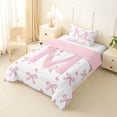 thumbnail image 2 of Erosebridal Pink Letter Monogrammed M Twin Comforter Sets 3-Piece,Girls Kawaii Love Heart Bow Knot Bedding Set,Pink Reversible,Breathable Home Decor, 2 of 6