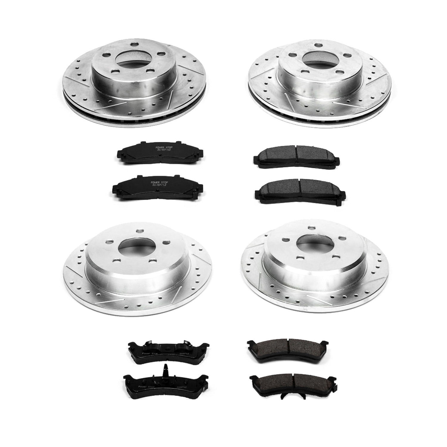 PowerStop Front and Rear Z23 Evolution Sport Carbon-Fiber Ceramic Brake Pad and Drilled & Slotted Rotor Kit Fits: FORD MERCURY Select Models K1861