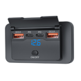 thumbnail image 1 of 4-Ports 12V 108W Dual PD+Dual QC3.0 USB Charger W/ Digital Voltmeter Switch Socket Power Outlet Panel Adapter, 1 of 6