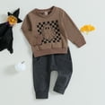 thumbnail image 3 of Okbabeha Fall Winter Toddler Baby Boys Clothes Cute Crewneck Sweatshirt Top and Casual Jogger Pants 2 Piece Halloween Outfits, 3 of 7