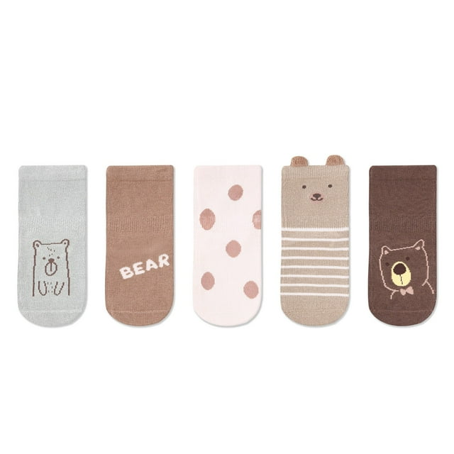 GDREDA Toddler Ruffle Socks Baby Socks Cartoon Short Pen Bear Commander Children Socks Boys And Girls Socks (5PC) C,XS