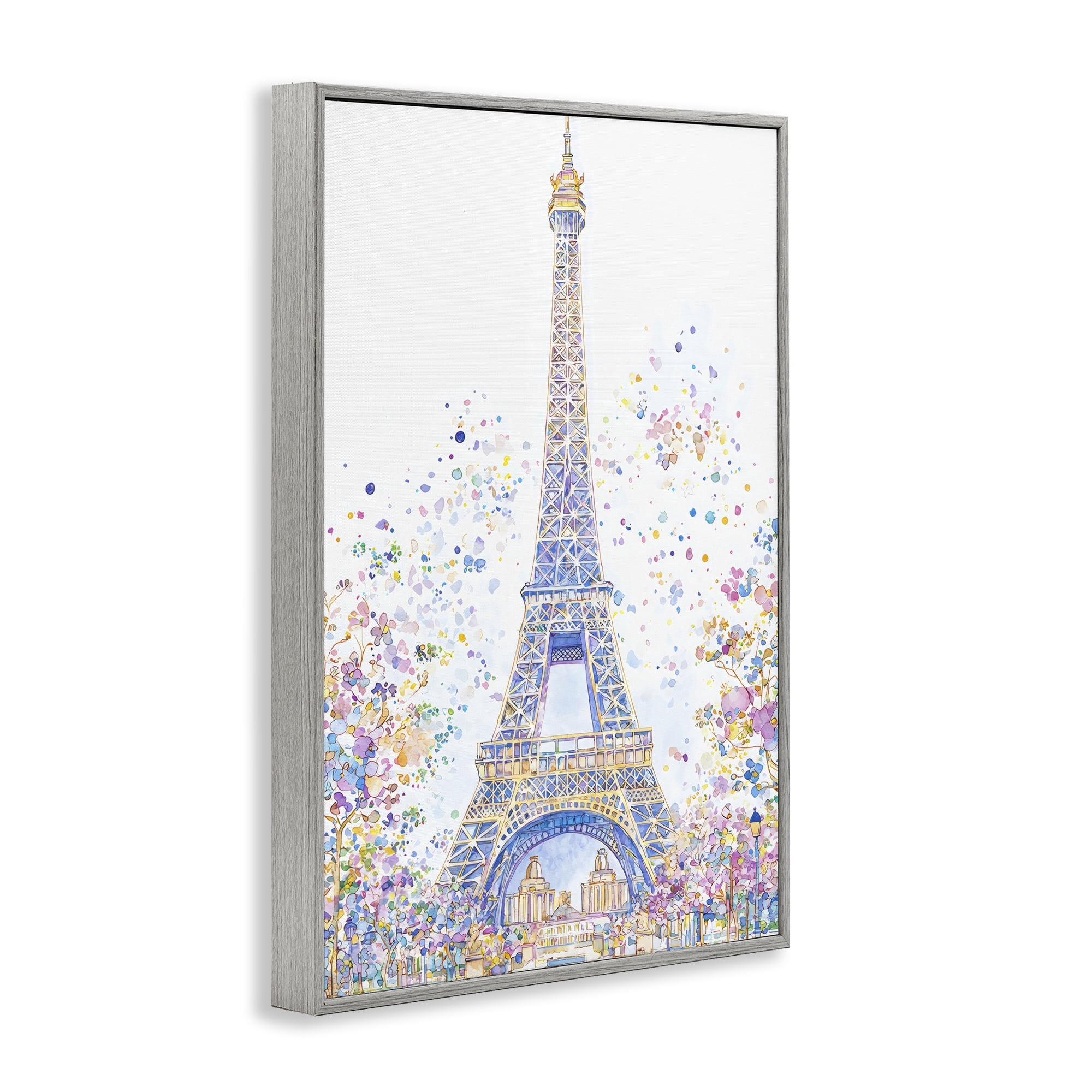 Stupell Industries Colorful Eiffel Tower Gray Framed Giclee Art, design by Creative Studio