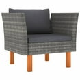 thumbnail image 3 of vidaXL 7 Piece Garden Lounge Set Poly Rattan and Eucalyptus Wood Grey, 3 of 5