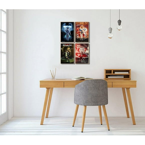 Soccer Superstar Poster Cristiano Ronaldo Canvas Wall Poster Living Room Bedroom Gym Fan Gift Poster Souvenir Decoration Suitable for Teenagers Decorating Dormitory Set of 4 Unframed 08 in. X 12 in.