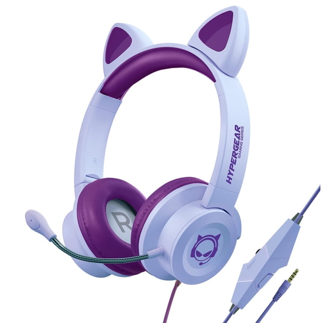 Audifonos alambricos Hypergear Kitty Gamer lila