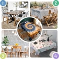 thumbnail image 4 of Orange Blue Tie Dye Mandala Pattern Rectangle Tablecloth 60"x84",Waterproof Polyester Rectangle Table Cloth, Wipeable Spillproof Polyester Tablecloth for Dining, Camping, Indoor and Outdoor, 4 of 5