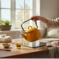 thumbnail image 2 of Novomoskovsjka Posuda Mustard Enamel Kettle with Metal Handle 3.7 Qt (3.5 L) Enameled Steel Stovetop Kettle Vintage Teapot for Stove Top, 2 of 5
