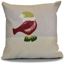 Simply Daisy 16" x 16" Merry Christmas Bird Animal Print Outdoor Pillow