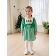 thumbnail image 5 of RUINIXCW Toddler Baby Girl Christmas Dress Outfit Infant Baby Girl Fall Winter Giangham Plaid Dress Clothes Cute Santa Tree Deer Embroidery Long Sleeve Ruffled Dress, 5 of 9