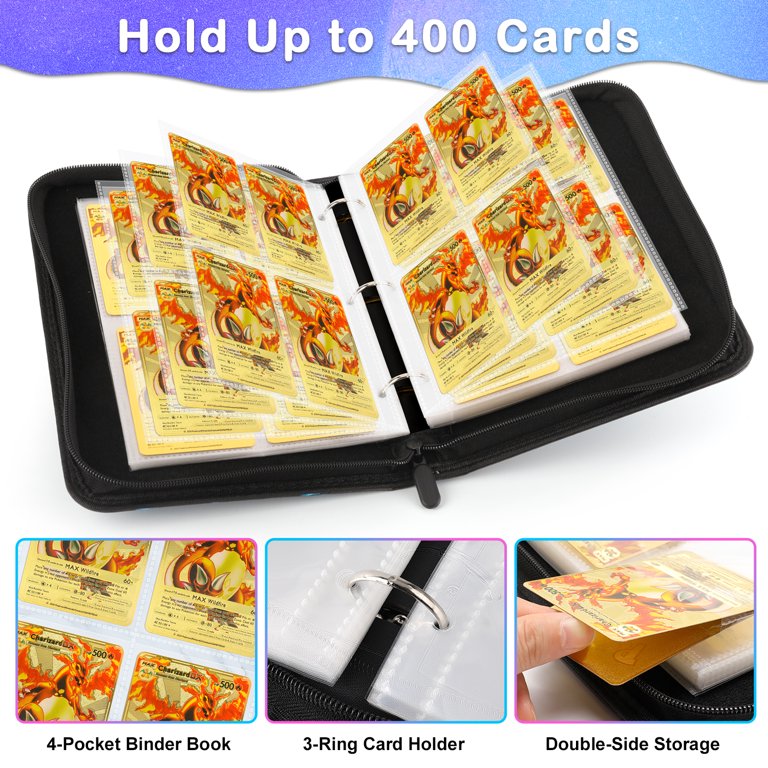 Pokmon Card Binder Collectible Trading Card Binder With 400 Pockets - 50  Removable Sleeves, Zipper Closure For TCG & Sports Cards Pokemon Card  Binder Small