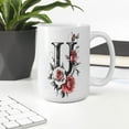thumbnail image 3 of Custom Monogram Coffee Mug with Initial U for Women, Personalized Name Cup for Birthday, Mother's Day, Father's Day, Office Use, or Everyday Beverage – 11oz 15oz Ceramic Mug, 3 of 6
