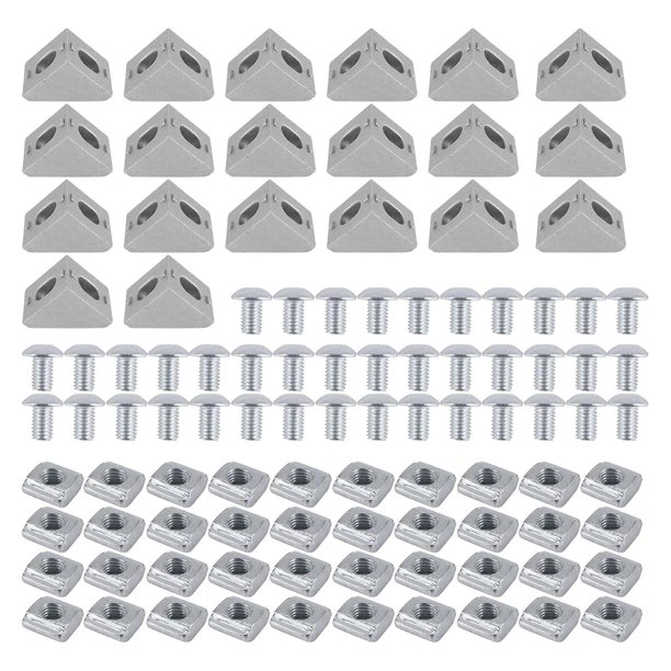 Juego de conectores de aluminio SHUYMXG 20 piezas de esquina Soporte 40 piezas de Tuercas con ranura en T 10 mm 40 piezas M5 x 10 mm