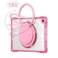 thumbnail image 3 of ELEHOLD Rotating Shockproof Case For Samsung Galaxy Tab A9+/ A9 Plus Full Body Protection Clear Rugged Cover, 360° Rotating Ring Hand Grip Stand, Nylon Shoulder Strap,Rose, 3 of 10