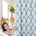 thumbnail image 6 of HOMERRY Geometric Quatrefoil Patterned Modern Poly-Cotton Fabric Farmhouse Shower Curtain for Bathroom, Aqua/Mint/Grey, 72"W x 72"L, 6 of 7