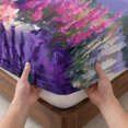 thumbnail image 3 of Cal.King Size Fitted Sheet Set - Purple Lavender 3 Piece Bedding Sets 16" Deep Pocket Fitted Sheet with 2 Pillowcases, Spring Country Oil Painting Butterfly Flower Brushed Microfiber Hotel Bed Sheets, 3 of 9