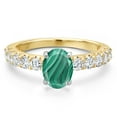 thumbnail image 3 of Gem Stone King 14K Two Tone Gold Green Malachite and Lab Grown Diamond Engagement Ring for Women | 2.65 Cttw | Oval 8X6MM | Gemstone Birthstone | Size 8, 3 of 6