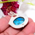 thumbnail image 2 of Persian Turquoise - Neyshaboor 925 Sterling Silver Two Tone Designer Pendant 1.37" Sku54, Blue Pendant, Natural Gemstone Pendant, 2 of 2