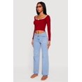 thumbnail image 4 of Women's Lace Detail Scoop Neck Long Sleeve Crop Top, 4 of 5
