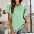 thumbnail image 2 of JUNWELL Hauts d'Été pour Femmes Col Rond Volants Manches Courtes Chemises à Illets Décontractées Coupe Ample Blouses Fluides Tunique Jaune, 2 of 6