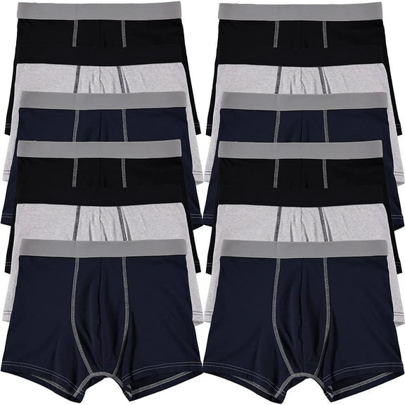 BILLIONHATS 12 Pack Mens100% Cotton Boxer Briefs Underwear Great for Homeless Shelters Donations Colors, Size X-Large