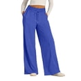 thumbnail image 6 of ManxiVoo Womens Wide Leg Casual Pants with Tied Waist for Fall and Winter Boho Chic Lounge Wear Comfortable Weekend Trousers L Size Blue, 6 of 8