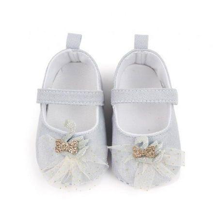 

URMAGIC 0-18M Baby Girls Anti-Slip Bowknot Soft Sole Crib Princess Shoes Prewalkers