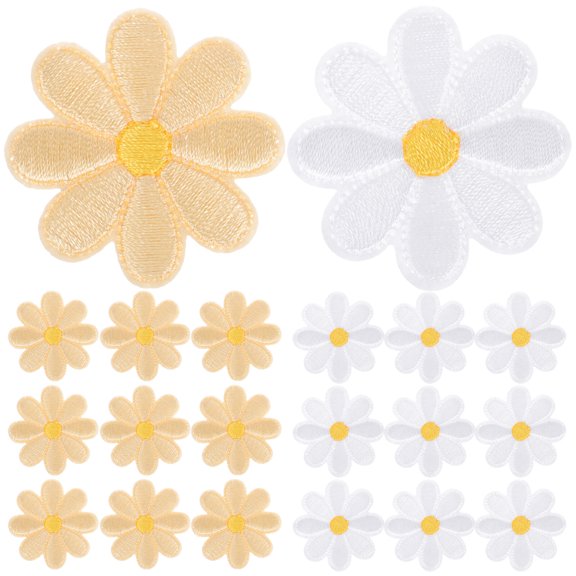 20pcs Iron On Patches Daisy Applique Patches Clothes Badges Sewing Clothes Decals