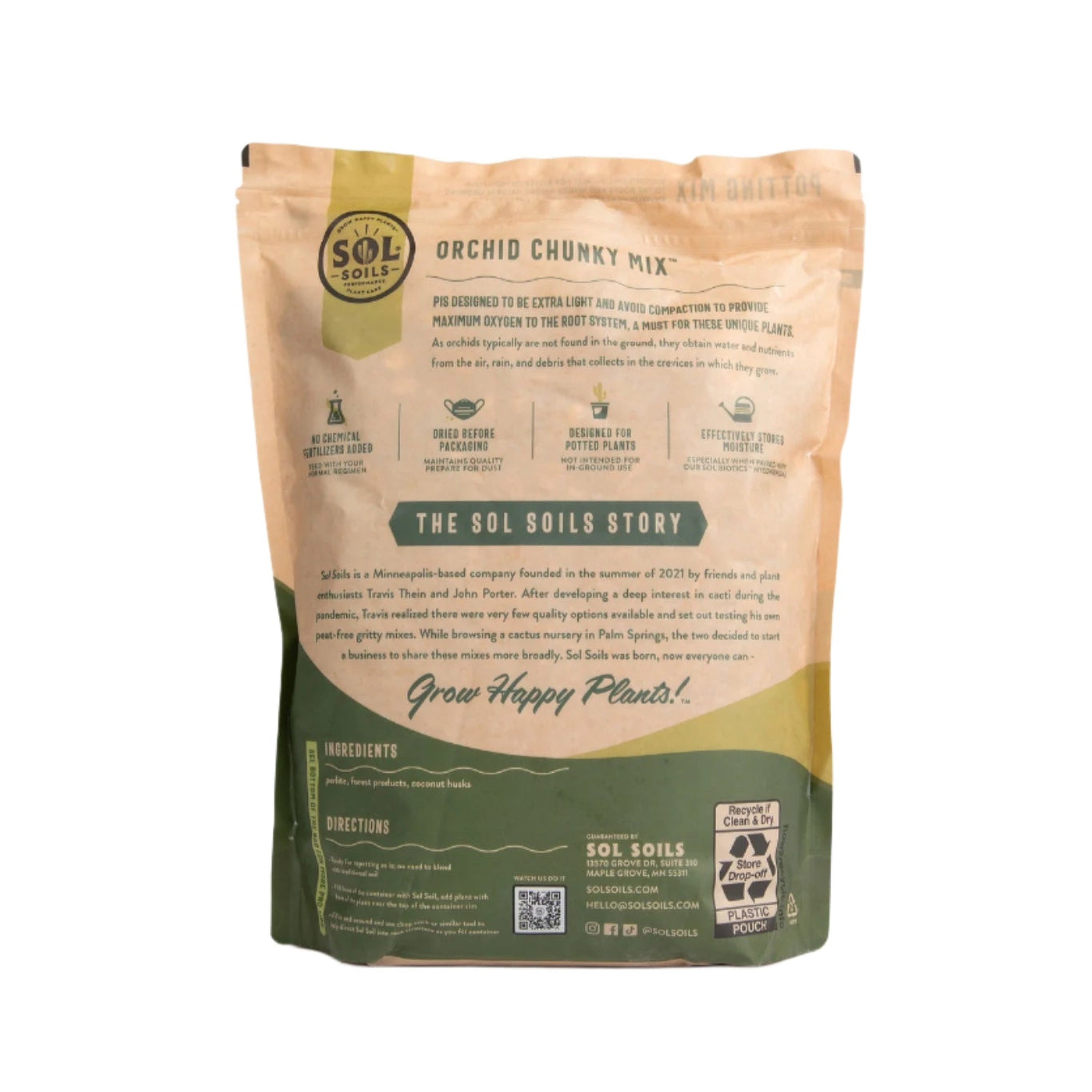 Sol Soils Orchid Potting Mix - Chunky Orchid Bark for House Plants - 2 Quarts