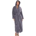 thumbnail image 3 of Women's Plush Fleece Robe with Hood, Long Warm Solid Bathrobe, 3 of 7