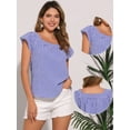 thumbnail image 2 of DARING DIVA Women's Square Neck Gingham Tops Sleeveless Blouses S Blue White, 2 of 6
