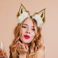 thumbnail image 6 of Jiibva Faux Fur Fox Wolf Ears Headband Handmade Furry Animal Ear Hairband Women Men Head Accessories for Halloween Party, 6 of 7