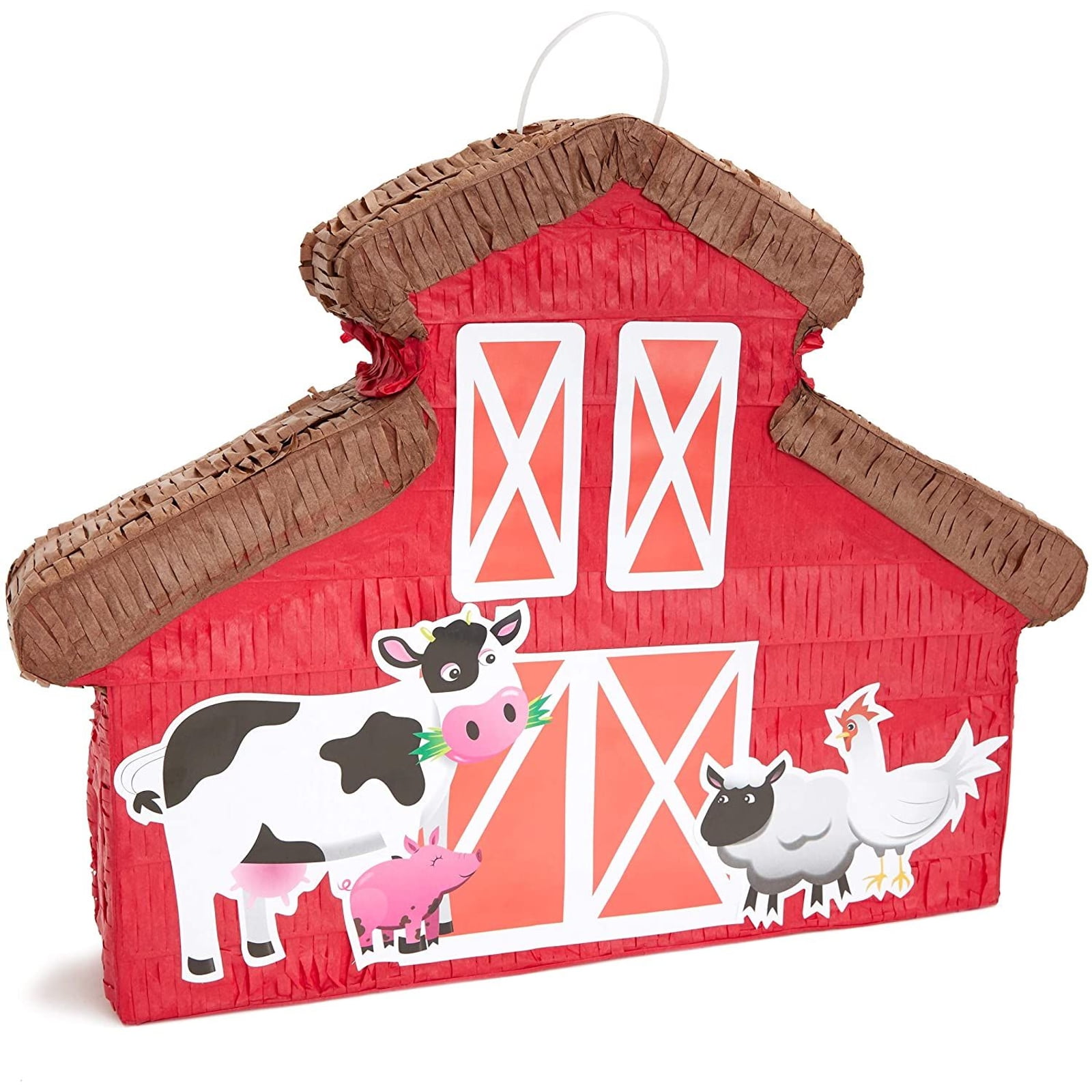 Small Barnyard Pinata for Kids Birthday, Farm Animals Baby Shower Party Supplies Decorations, 17 x 12.75 in